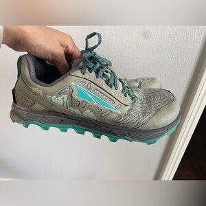 Altra Women's Lone Peak Gray and Aqua Trail Shoes
